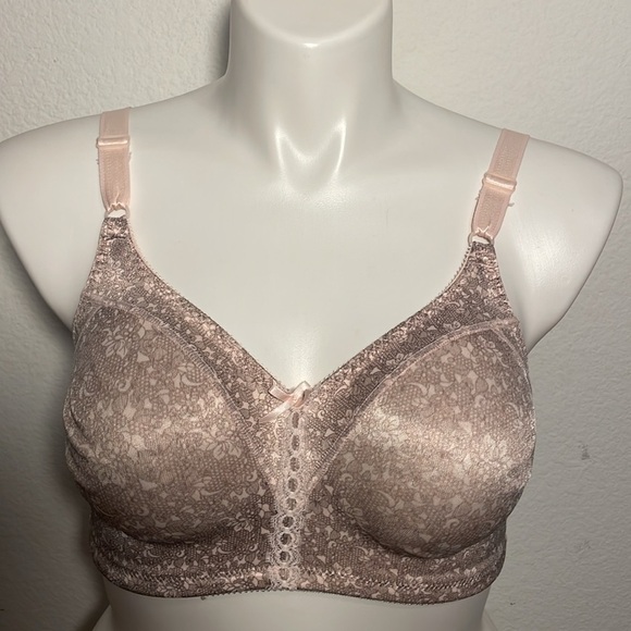 Bali Double Support Tailored Wireless Lace Up Front Bra 3820  38D - Picture 2 of 8